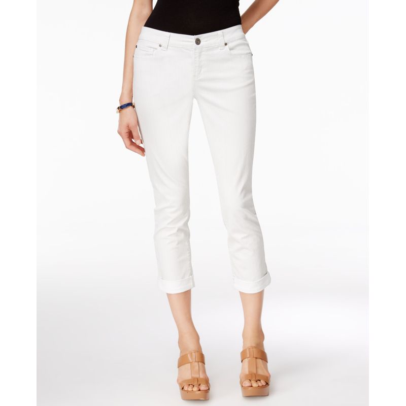 Inc International Concepts Cuffed White Wash Cropped Jeans
